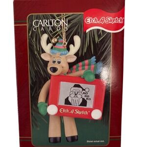Carlton‎ Cards Heirloom Etch A Sketch Reindeer Christmas Ornament 1999 CXOR-051A